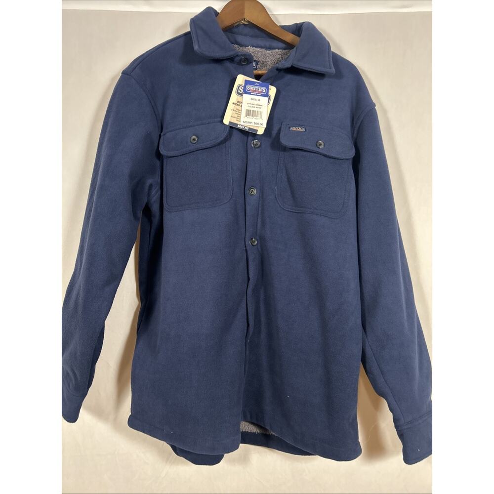 Smith’s Workwear Sherpa Lined Fleece Shirt Jacket Men’s Medium Navy NWT
